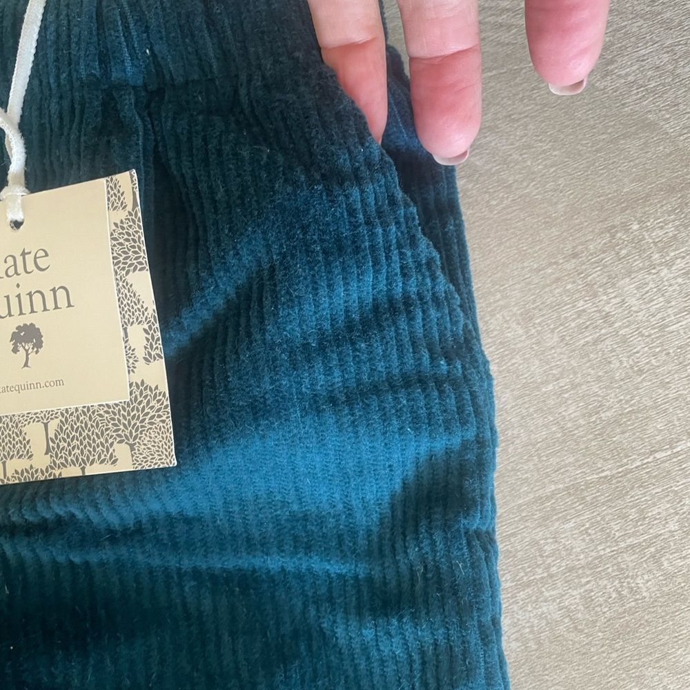 New Kate Quinn organic corduroys pants teal infant toddler sz 12-18 mos pockets - Picture 4 of 6